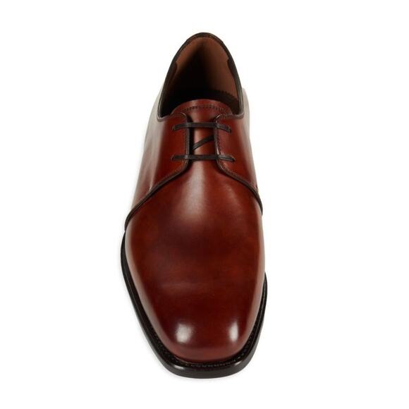 $1,295 NIB Salvatore FERRAGAMO Royal Wax Brown Leather Derby Oxford Shoes 8EE(9)